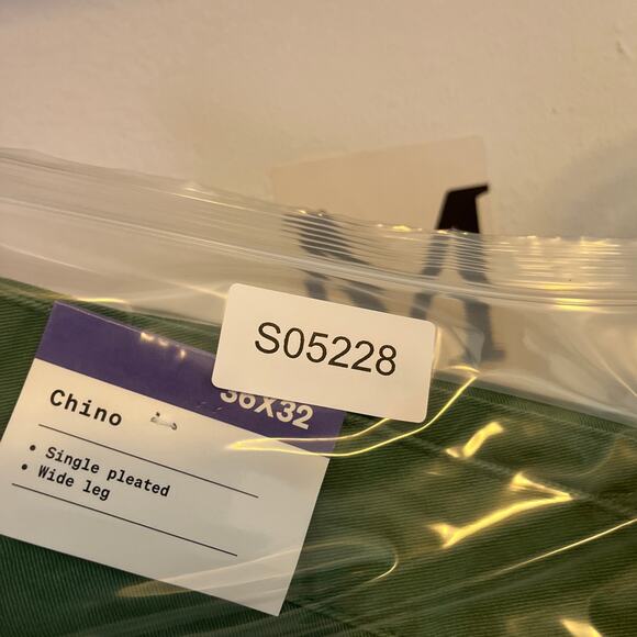 Houston White Mens Pants Green Chinos Single Pleated Wide Leg 100% Cotton 36x32 - Picture 12 of 12